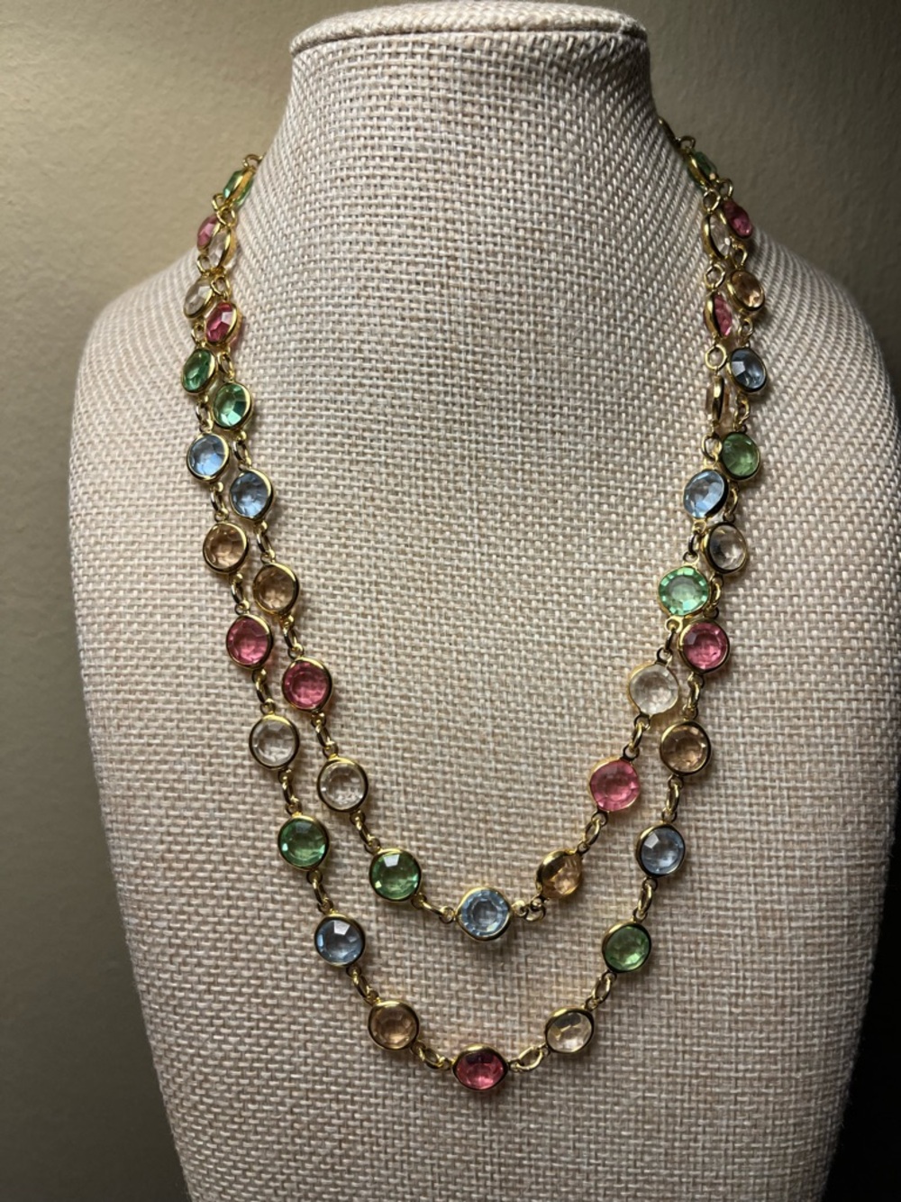 Swarovski Crystal Pastel Bezel vintage necklace EUC - Picture 4 of 7